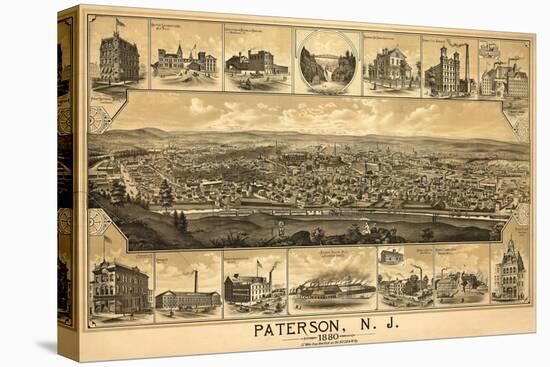 Paterson, New Jersey - Panoramic Map-Lantern Press-Stretched Canvas