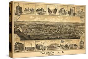 Paterson, New Jersey - Panoramic Map-Lantern Press-Stretched Canvas