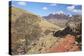 Path from Scale Beck to Red Pike in Winter-Peter Barritt-Stretched Canvas