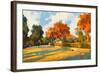 Path in the Autumn Park,Landscape Painting,Illustration-Tithi Luadthong-Framed Art Print