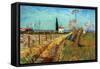 Path Through a Field with Willows-Vincent van Gogh-Framed Stretched Canvas