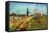 Path Through a Field with Willows-Vincent van Gogh-Framed Stretched Canvas