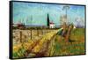 Path Through a Field with Willows-Vincent van Gogh-Framed Stretched Canvas