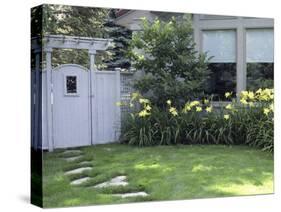 Path to the Garden Gate Lined with Daylilies-null-Stretched Canvas