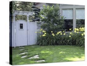 Path to the Garden Gate Lined with Daylilies-null-Stretched Canvas