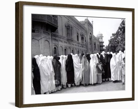Pathan Women Observe Strict Muslim Purdah as They Come out to Vote at a High School-null-Framed Photographic Print