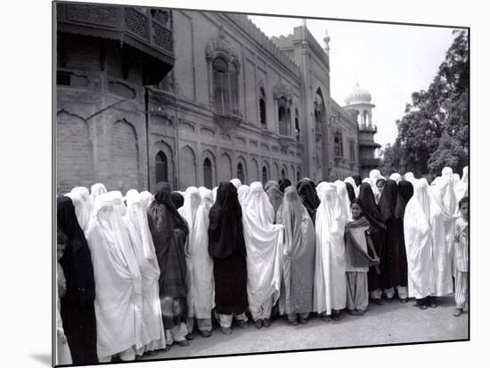 Pathan Women Observe Strict Muslim Purdah as They Come out to Vote at a High School-null-Mounted Photographic Print