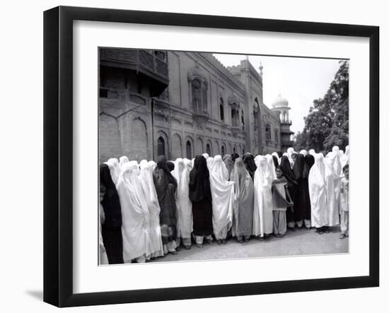 Pathan Women Observe Strict Muslim Purdah as They Come out to Vote at a High School-null-Framed Photographic Print