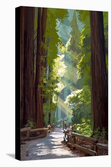 Pathway in Forest-Lantern Press-Stretched Canvas