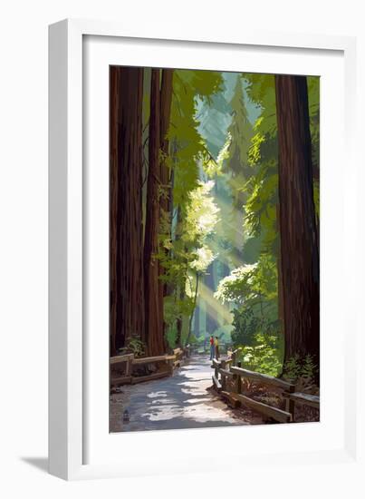 Pathway in Forest-Lantern Press-Framed Art Print