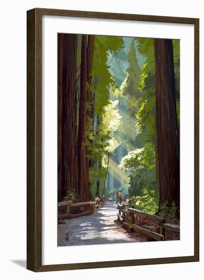 Pathway in Forest-Lantern Press-Framed Art Print