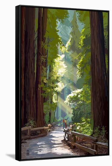 Pathway in Forest-Lantern Press-Framed Stretched Canvas