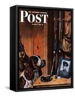 "Patient Dog," Saturday Evening Post Cover, December 12, 1942-John Atherton-Framed Stretched Canvas