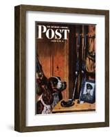 "Patient Dog," Saturday Evening Post Cover, December 12, 1942-John Atherton-Framed Giclee Print