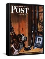 "Patient Dog," Saturday Evening Post Cover, December 12, 1942-John Atherton-Framed Stretched Canvas