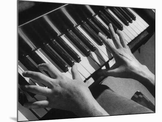 Patient Exercising Hands by Playing the Piano after Surgery-null-Mounted Photographic Print