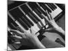 Patient Exercising Hands by Playing the Piano after Surgery-null-Mounted Photographic Print