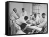 Patient, Surrounded by Men in White, Receiving Electric Shock Treatment-null-Framed Stretched Canvas