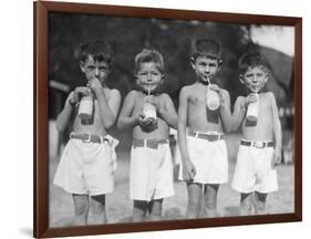 Patients Drinking Milk Outdoors-null-Framed Photographic Print