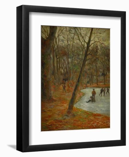 Patineurs dans le parc de Frederiksberg, 1884 Sklaters in the park in Frederiksberg. Canvas-Paul Gauguin-Framed Giclee Print