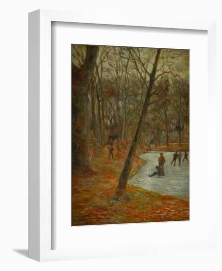 Patineurs dans le parc de Frederiksberg, 1884 Sklaters in the park in Frederiksberg. Canvas-Paul Gauguin-Framed Giclee Print