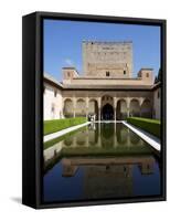 Patio De Los Arrayanes and Comares Tower, Alhambra Palace, Granada, Andalucia, Spain-Jeremy Lightfoot-Framed Stretched Canvas