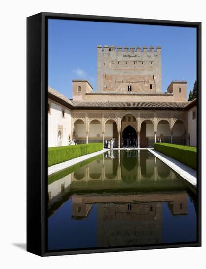 Patio De Los Arrayanes and Comares Tower, Alhambra Palace, Granada, Andalucia, Spain-Jeremy Lightfoot-Framed Stretched Canvas