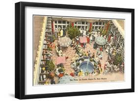 Patio, La Fonda Hotel, Santa Fe, New Mexico-null-Framed Art Print