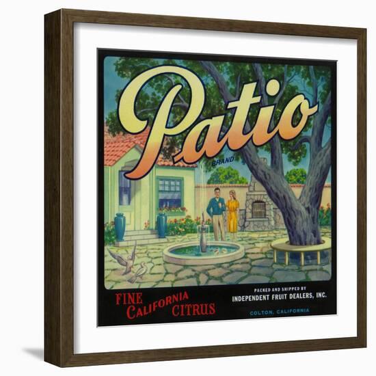 Patio Orange Label - Colton, CA-Lantern Press-Framed Art Print