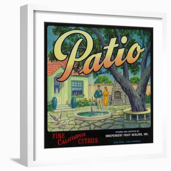 Patio Orange Label - Colton, CA-Lantern Press-Framed Art Print