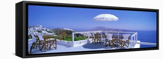 Patio Overlooking Aegean Sea Santorini Greece-null-Framed Stretched Canvas