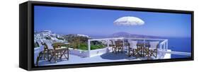 Patio Overlooking Aegean Sea Santorini Greece-null-Framed Stretched Canvas