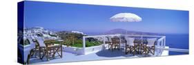 Patio Overlooking Aegean Sea Santorini Greece-null-Stretched Canvas