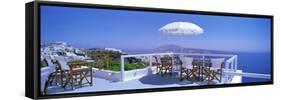 Patio Overlooking Aegean Sea Santorini Greece-null-Framed Stretched Canvas