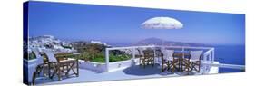 Patio Overlooking Aegean Sea Santorini Greece-null-Stretched Canvas