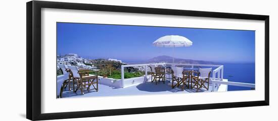 Patio Overlooking Aegean Sea Santorini Greece-null-Framed Photographic Print
