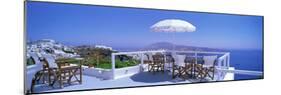 Patio Overlooking Aegean Sea Santorini Greece-null-Mounted Photographic Print