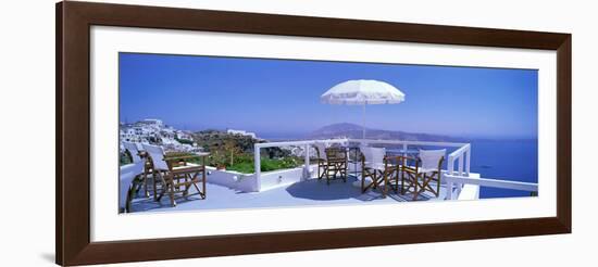 Patio Overlooking Aegean Sea Santorini Greece-null-Framed Photographic Print