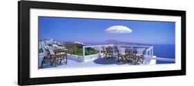 Patio Overlooking Aegean Sea Santorini Greece-null-Framed Photographic Print