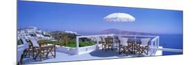 Patio Overlooking Aegean Sea Santorini Greece-null-Mounted Photographic Print