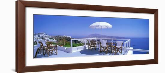 Patio Overlooking Aegean Sea Santorini Greece-null-Framed Photographic Print