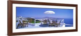 Patio Overlooking Aegean Sea Santorini Greece-null-Framed Photographic Print