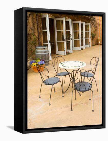 Patio Table at Viansa Winery, Sonoma Valley, California, USA-Julie Eggers-Framed Stretched Canvas