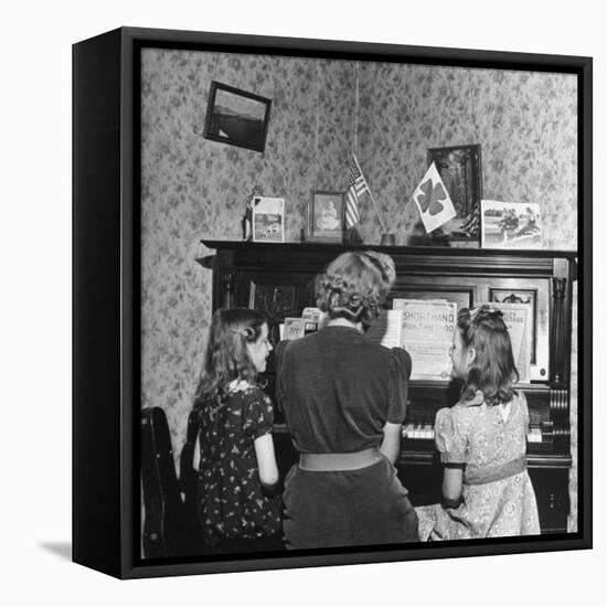 Patricia Colleen Altree Playing the Piano with Her Two Sisters-J^ R^ Eyerman-Framed Stretched Canvas