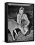 Patricia Colleen Altree Teaching a Calf How to Drink Milk from a Pail-null-Framed Stretched Canvas