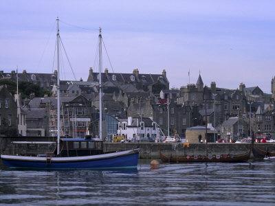 Lerwick Seafront, with Wharves and Slipways, from Bressay, Shetland Islands, Scotland, UK
