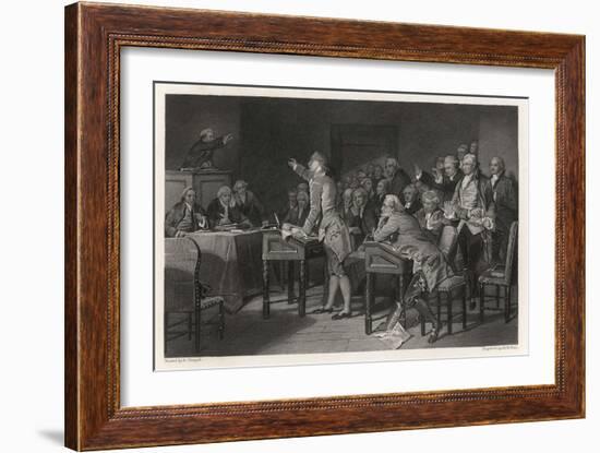 Patrick Henry Introduces Radical Resolutions Opposing the Stamp Act-Alonzo Chappel-Framed Art Print