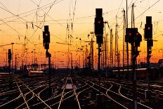 Railroad Tracks At Sunset-Patrick Poendl-Laminated Art Print