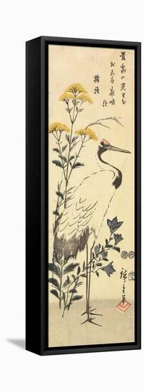 Patrinia, Chinese Bellflower and a Crane, March 1853-Utagawa Hiroshige-Framed Stretched Canvas