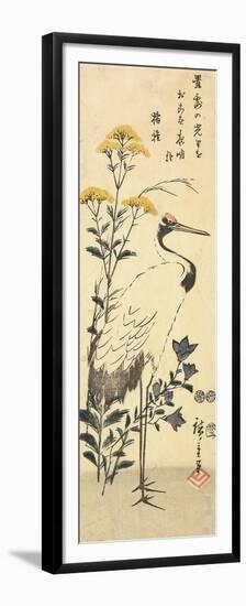 Patrinia, Chinese Bellflower and a Crane, March 1853-Utagawa Hiroshige-Framed Premium Giclee Print